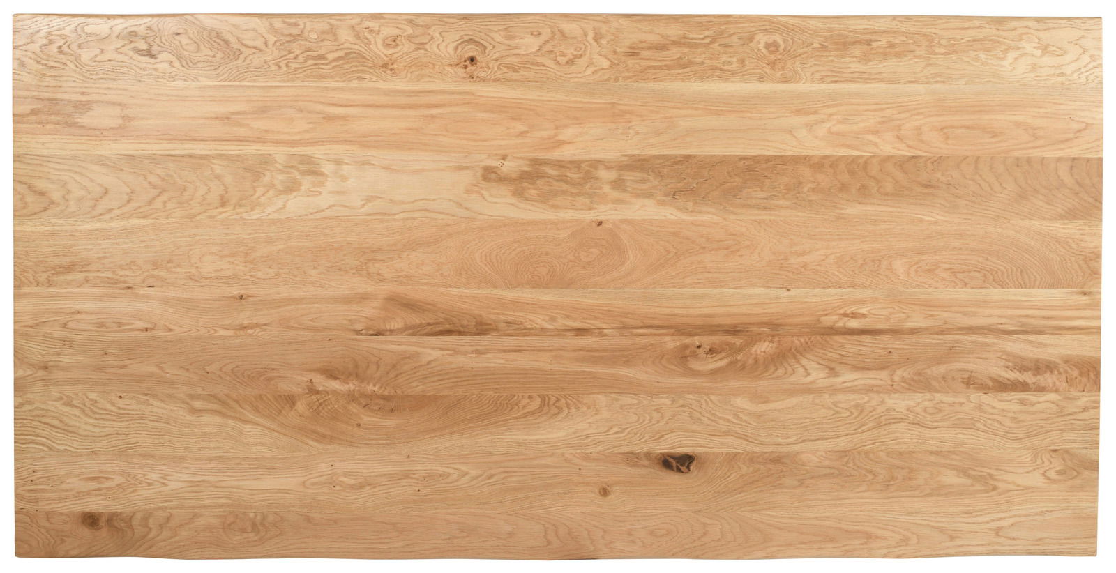 Vogelperspektive auf eine Tischplatte aus hellem Holz mit natürlicher Maserung.