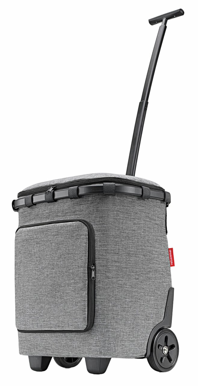 Reisenthel Carrycuiser PlUS FRAME Grauer Einkaufstrolley mit Teleskopgriff und zwei Rädern, seitliche Perspektive