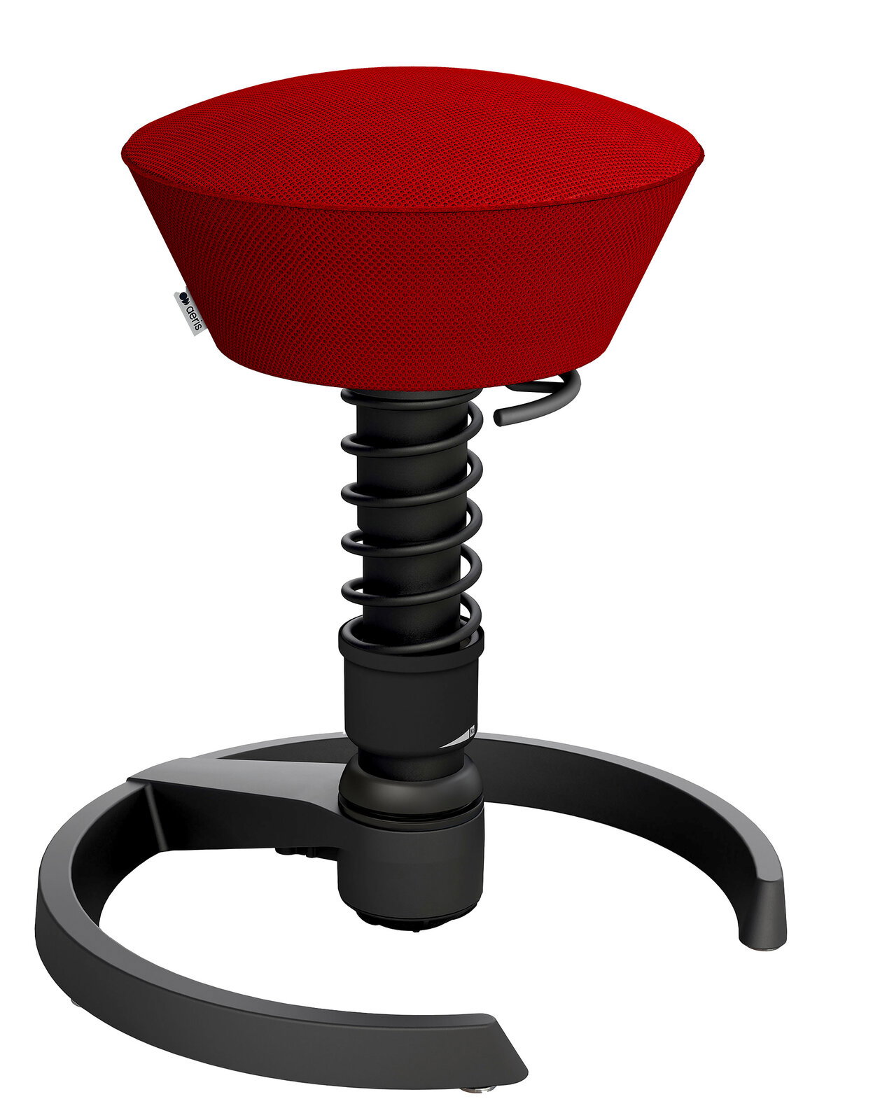 Roter ergonomischer Swopper-Hocker mit Federmechanismus, seitliche Ansicht