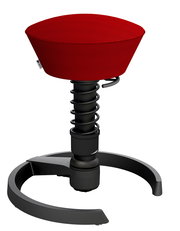 Roter ergonomischer Swopper-Hocker mit Federmechanismus, seitliche Ansicht