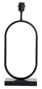 Schwarzer Lampenfuß in ovaler Form auf rechteckiger Basis, frontal betrachtet.