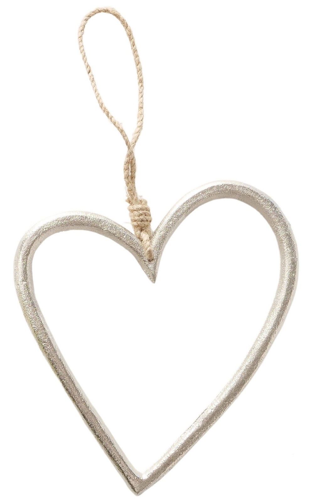 Boltze Decoratieve hanger EUGINE Silberner herzförmiger Dekoanhänger mit Kordel, Frontalansicht