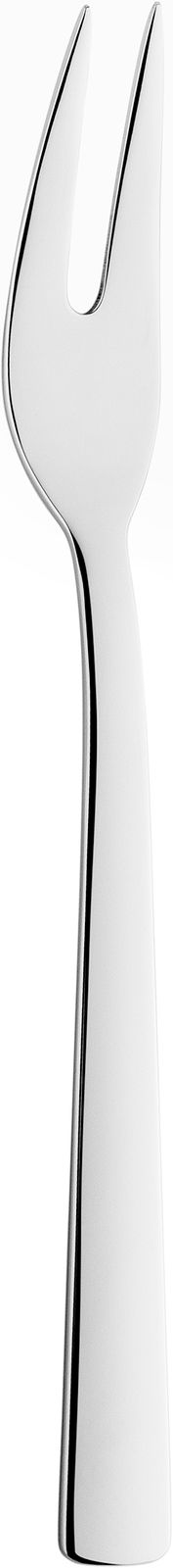 Moderne Edelstahl-Gabel aus der Seitenperspektive, Teil des 68-teiligen Bestecksets King.