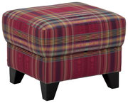 Hocker mit buntem Karomuster, seitliche Perspektive