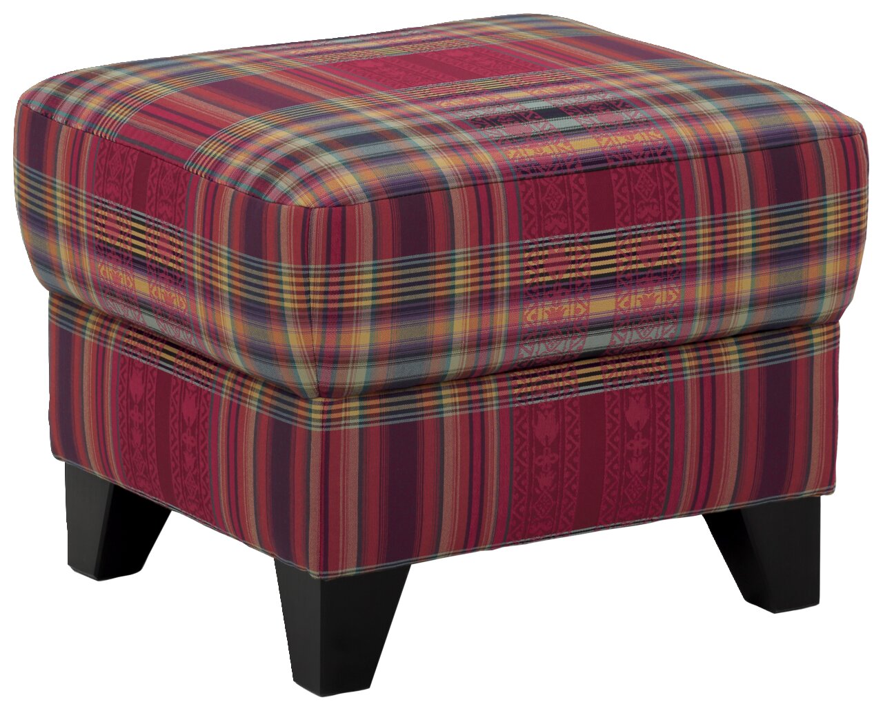 Landscape Hocker CORNWALL Hocker mit buntem Karomuster, seitliche Perspektive