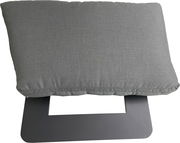 Graue Lounge-Rückenlehne aus Stoff, von oben betrachtet.