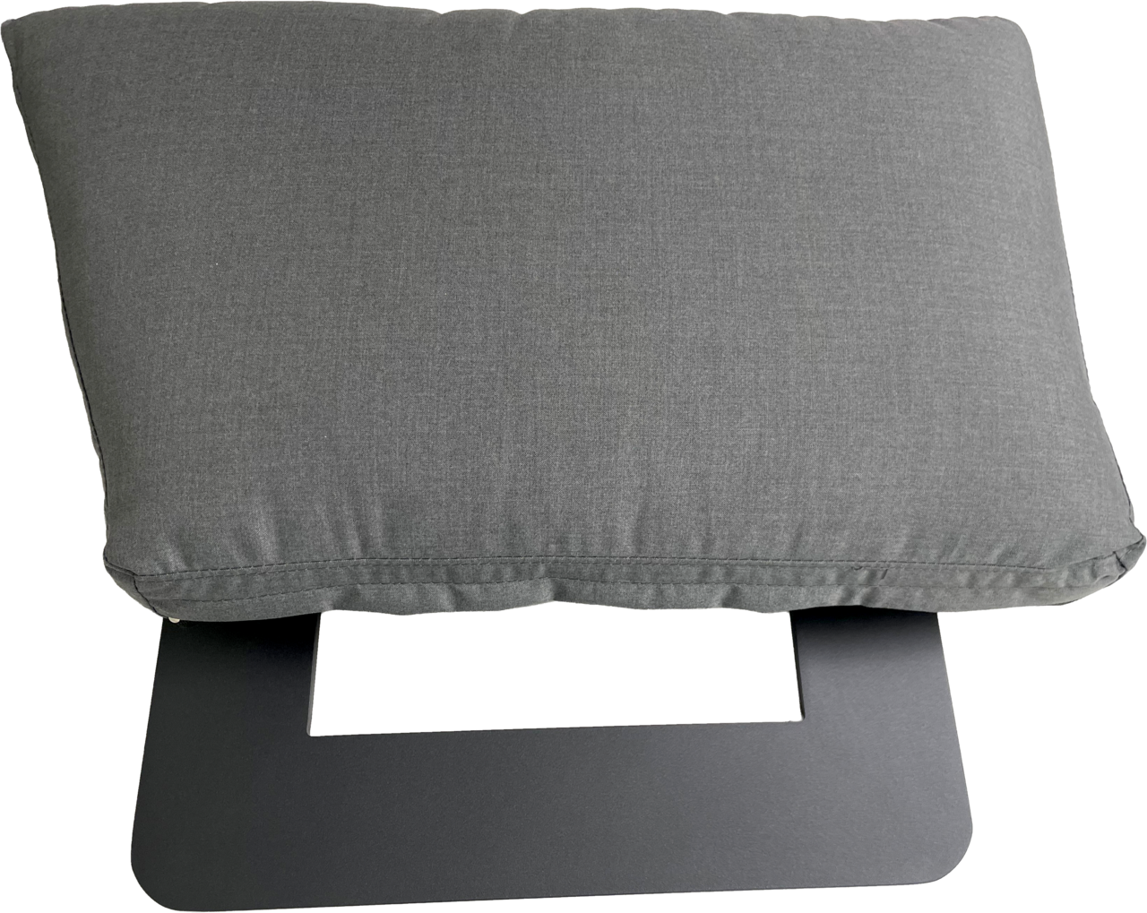 Graue Lounge-Rückenlehne aus Stoff, von oben betrachtet.