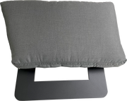 Graue Lounge-Rückenlehne aus Stoff, von oben betrachtet.