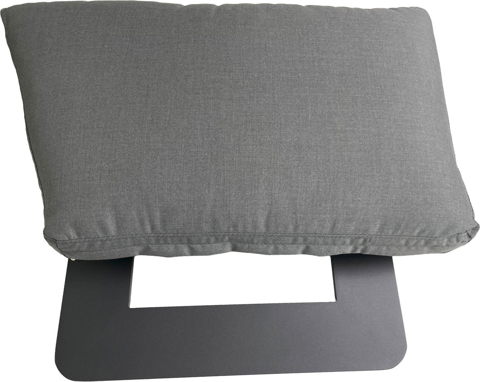 Graue Lounge-Rückenlehne aus Stoff, von oben betrachtet.