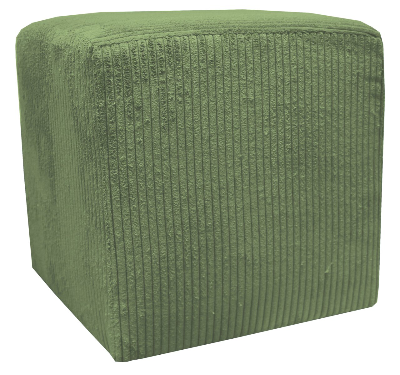 Z2 Sitzwürfel BALI Grüner Sitzwürfel mit gerippter Textur, seitliche Perspektive