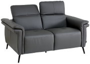 Graues 2-Sitzer-Sofa mit verstellbaren Rückenlehnen, seitliche Perspektive