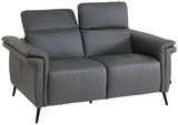 Graues 2-Sitzer-Sofa mit verstellbaren Rückenlehnen, seitliche Perspektive