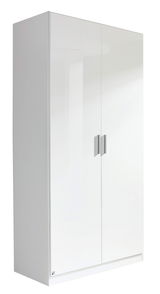 Weißer, zweitüriger Drehtürenschrank CELLE, seitliche Perspektive