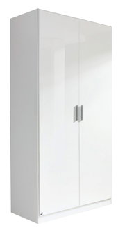 Weißer, zweitüriger Drehtürenschrank CELLE, seitliche Perspektive