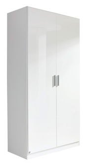 Weißer, zweitüriger Drehtürenschrank CELLE, seitliche Perspektive