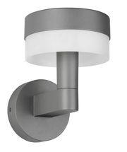 Moderne LED-Außenwandleuchte in Grau, seitliche Perspektive