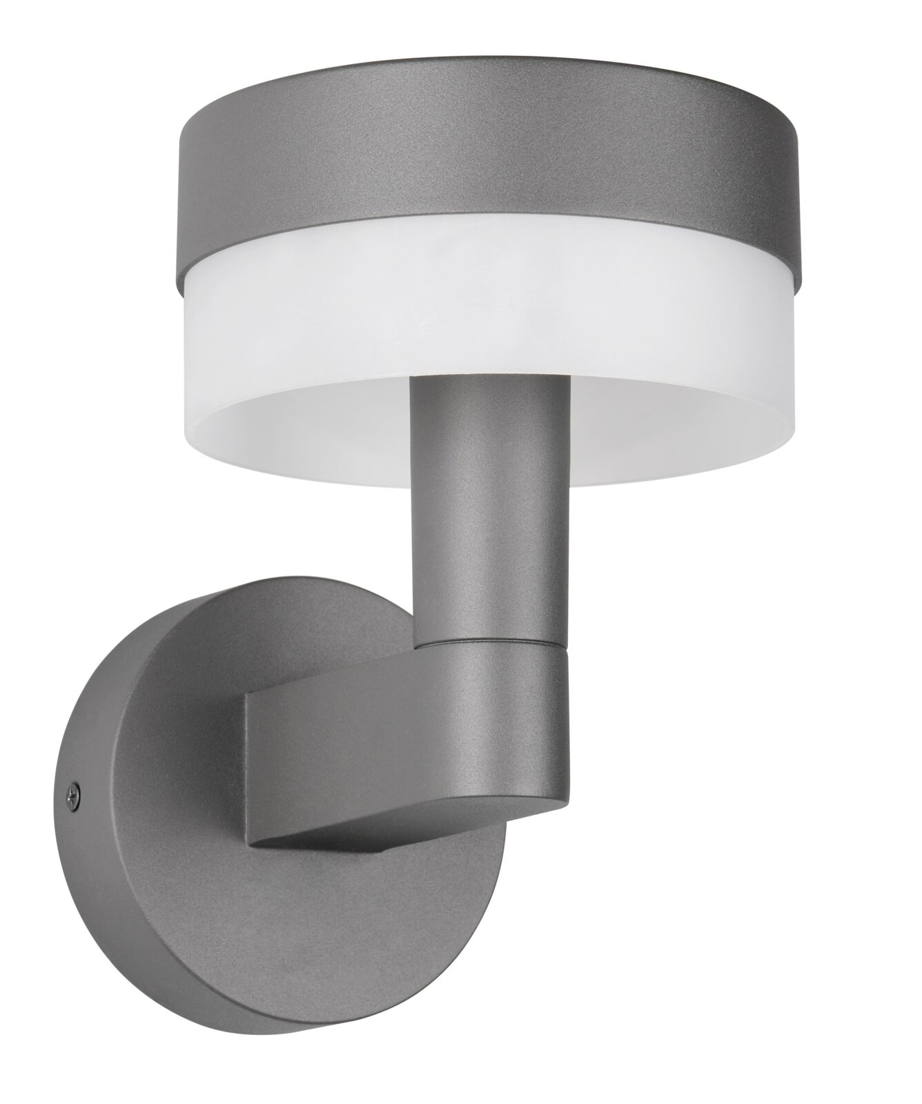 Moderne LED-buitenwandlamp in grijs, zijaanzicht