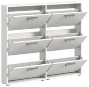 Weißer Schuhkipper mit sechs Klappen, seitliche Perspektive