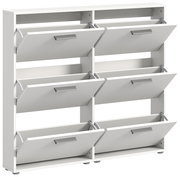 Weißer Schuhkipper mit sechs Klappen, seitliche Perspektive