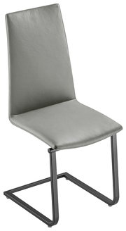 Moderner grauer Stuhl mit Metallgestell, seitliche Perspektive