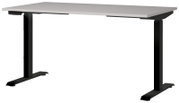 Moderner E-Schreibtisch 140x80 cm mit schwarzem Gestell und grauer Tischplatte, seitliche Perspektive