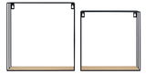 Zwei Wandregale im Set, rechteckig, mit schwarzem Metallrahmen und Holzablage, frontal betrachtet.