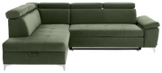 Grünes Ecksofa mit verstellbaren Kopfstützen, Ansicht von vorne