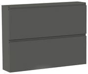 Moderner, grauer Hängeschuhschrank mit zwei Klappen, seitliche Perspektive