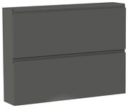 Moderner, grauer Hängeschuhschrank mit zwei Klappen, seitliche Perspektive