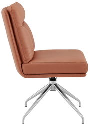 Moderner brauner Stuhl mit Metallgestell, Seitenansicht