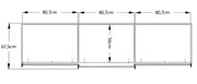 Technische Zeichnung eines Schwebetürenschranks mit drei gleich großen Segmenten, Frontansicht, Maße: 67,5 cm Höhe und 80,7 cm Breite pro Segment.