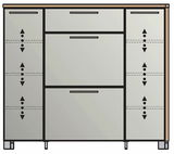 Moderner Schuhschrank mit mehreren Fächern und Schubladen, Frontansicht