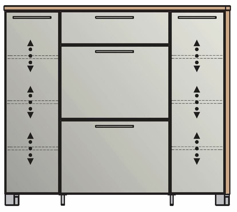 VOSS Schuhschrank SANTINA Moderner Schuhschrank mit mehreren Fächern und Schubladen, Frontansicht