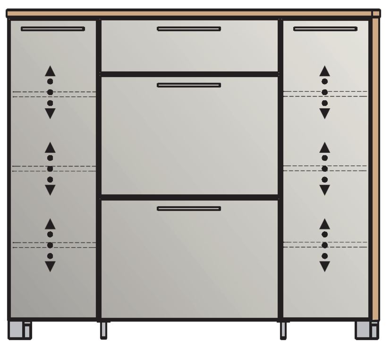 VOSS Schuhschrank SANTINA Moderner Schuhschrank mit mehreren Fächern und Schubladen, Frontansicht