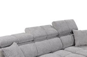 Graues Ecksofa SYDNEY mit verstellbaren Kopfstützen, seitliche Perspektive