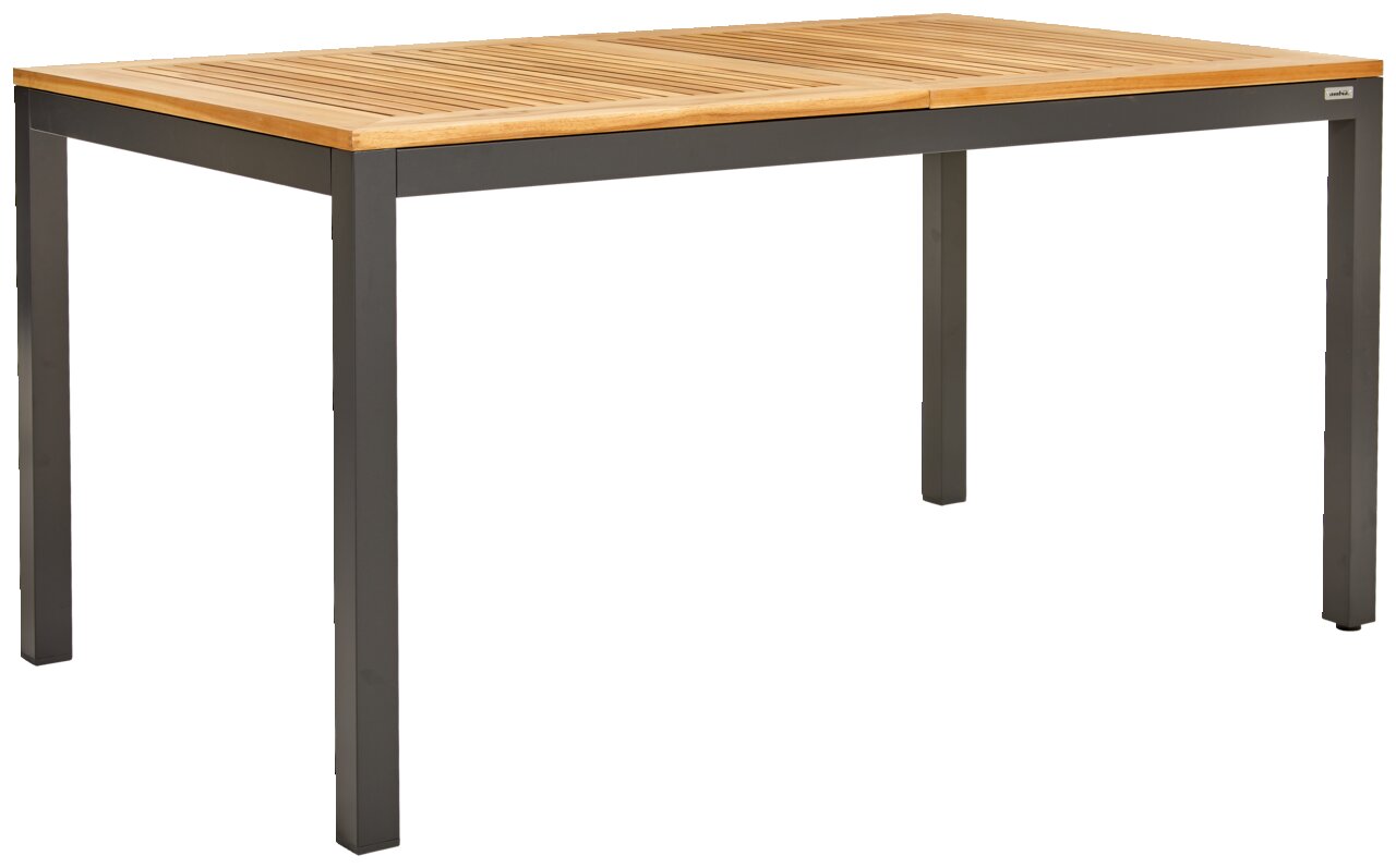 Ambia Garden Ausziehtisch PLANO Moderner Ausziehtisch mit Holzplatte und Metallbeinen, seitliche Perspektive