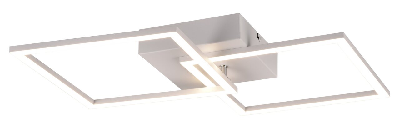 Moderne Deckenleuchte Trail mit zwei überlappenden quadratischen Rahmen, seitliche Perspektive