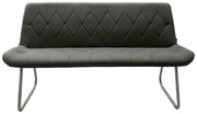 Graue Polsterbank mit Rautensteppung und Metallbeinen, Frontalansicht