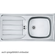Edelstahlspüle mit Abtropffläche, Draufsicht, auch spiegelbildlich einbaubar