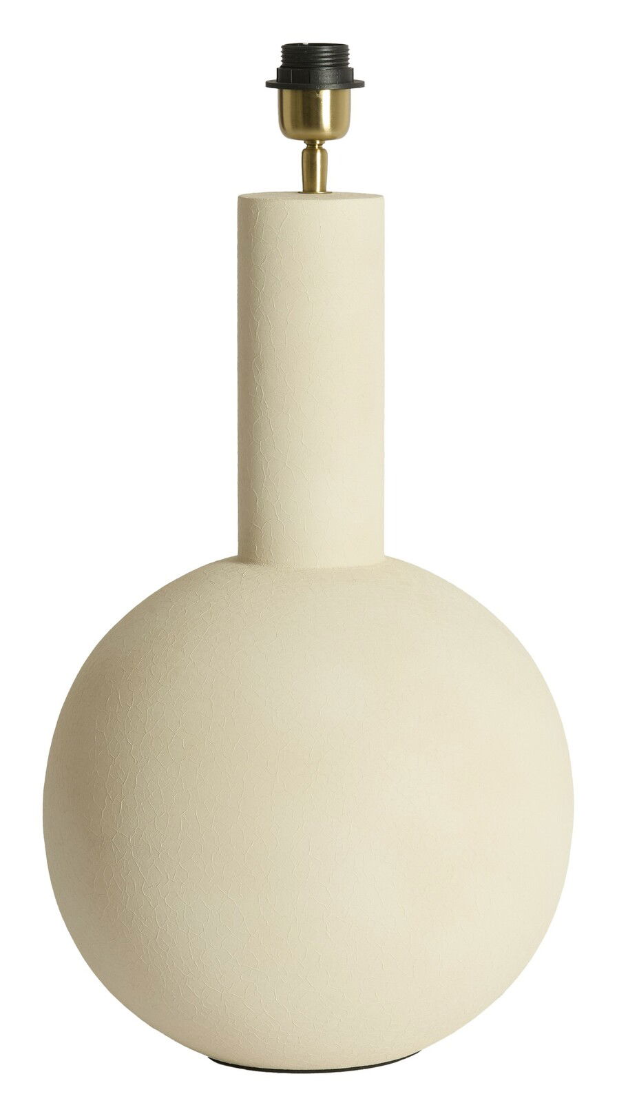 Beiger Lampenfuß mit runder Basis und zylindrischem Hals, frontal abgebildet.