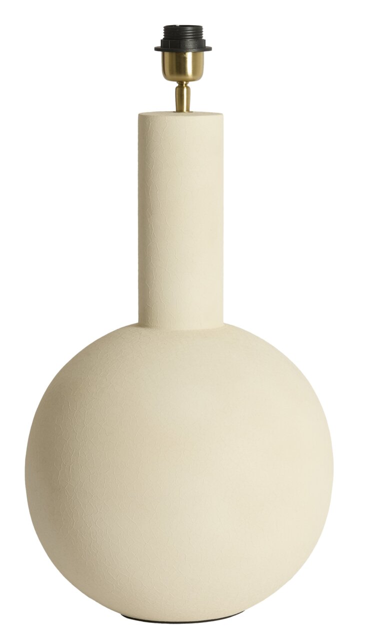 Beiger Lampenfuß mit runder Basis und zylindrischem Hals, frontal abgebildet.