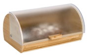 Brotkasten aus Holz mit transparentem, gewölbtem Deckel, seitliche Perspektive