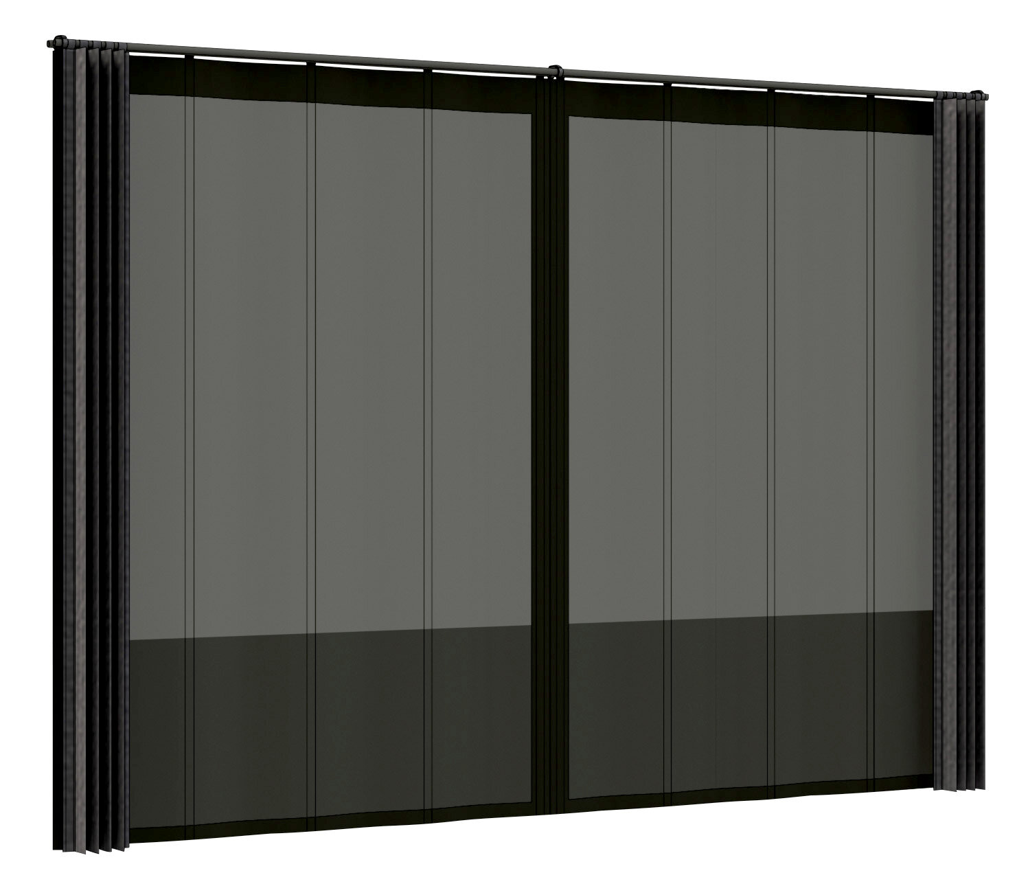 Siena Garden Vorhang Set SCHATTENMANUFAKTUR Schwarzes Vorhang Set in Frontalansicht mit transparenten Paneelen.