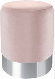 Runder Hocker in Rosa mit silbernem Sockel, Frontalansicht