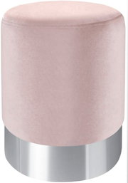 Runder Hocker in Rosa mit silbernem Sockel, Frontalansicht