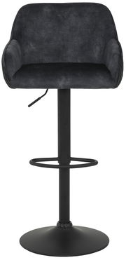 Moderner Barhocker in schwarzem Stoff mit Armlehnen und verstellbarer Höhe, Vorderansicht