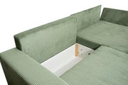 Grünes Ecksofa mit Stauraum, Ansicht von oben
