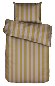 Bettwäsche-Set mit gelb-grauen Streifen, Draufsicht