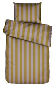 Bettwäsche-Set mit gelb-grauen Streifen, Draufsicht