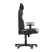 Seitliche Ansicht eines Gaming Stuhls mit verstellbaren Armlehnen und ergonomischem Design.